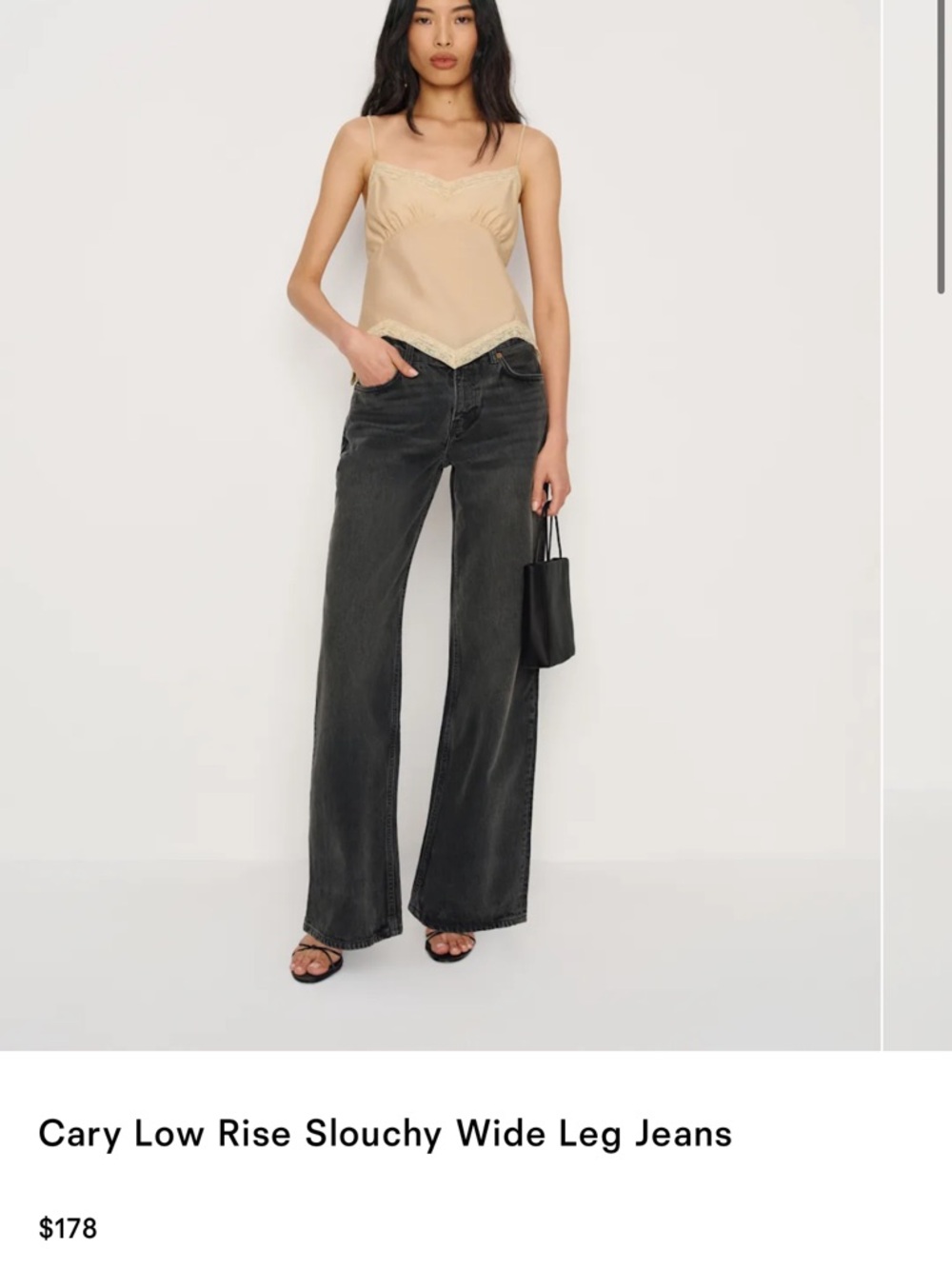 Reformation Cary Low Rise Slouchy Wide Leg Jeans - Black, 28